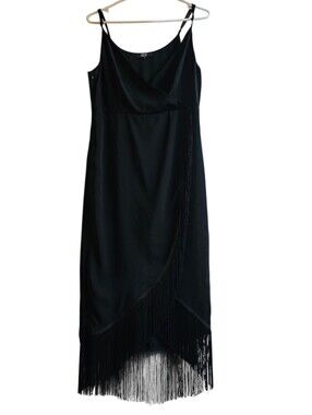 Goldie Black Fringe Slip Dress